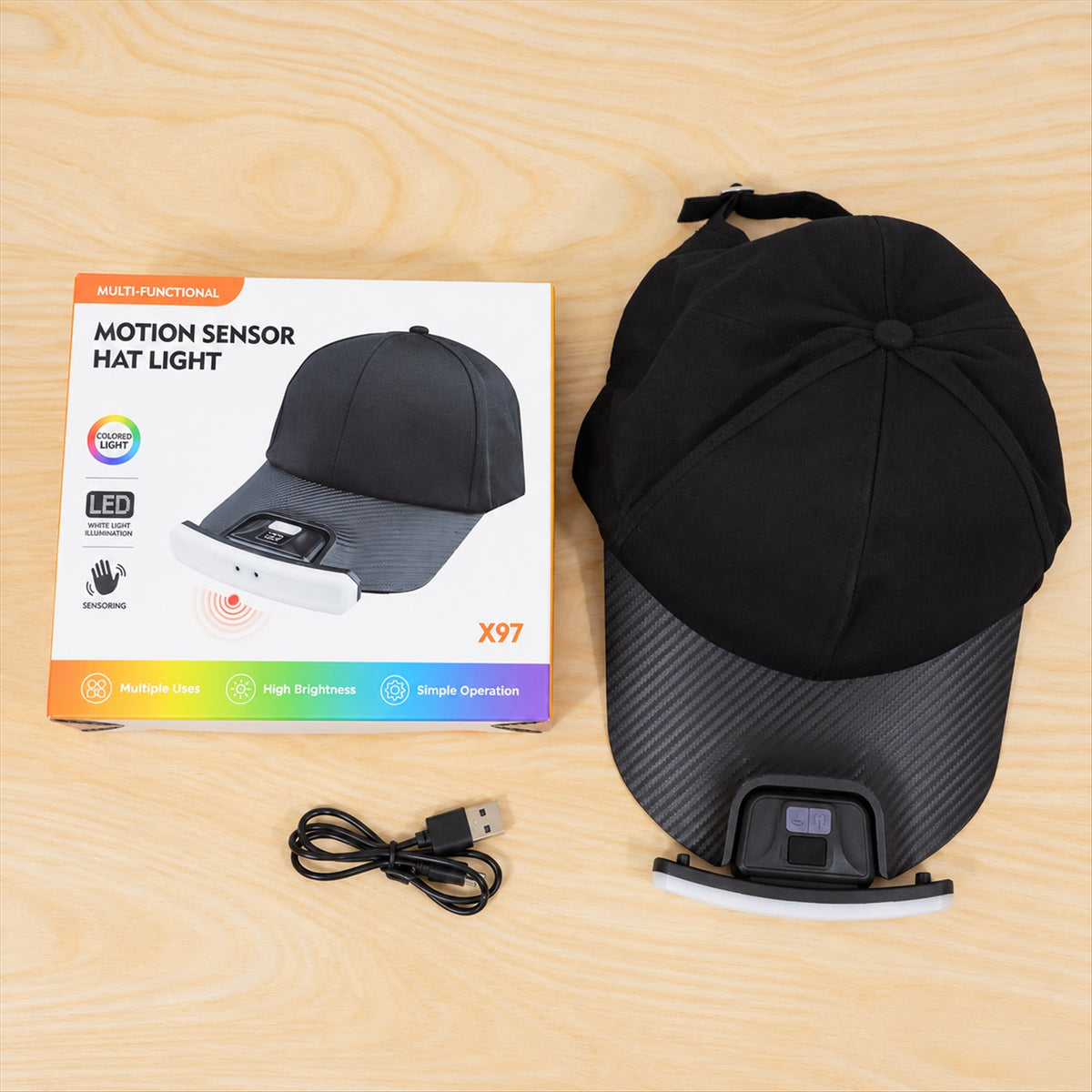 Black Cap with LED Sensor Light