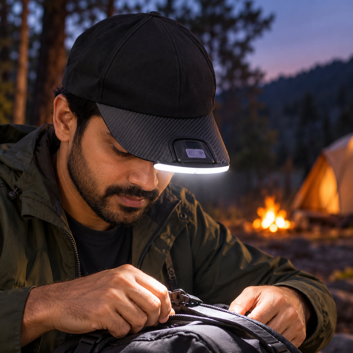Black Cap with LED Sensor Light