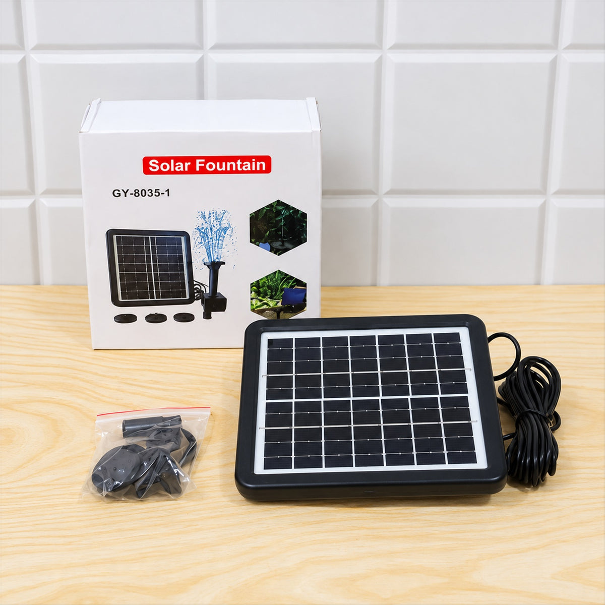Solar water fountain pump kit with panel and interchangeable nozzles 10