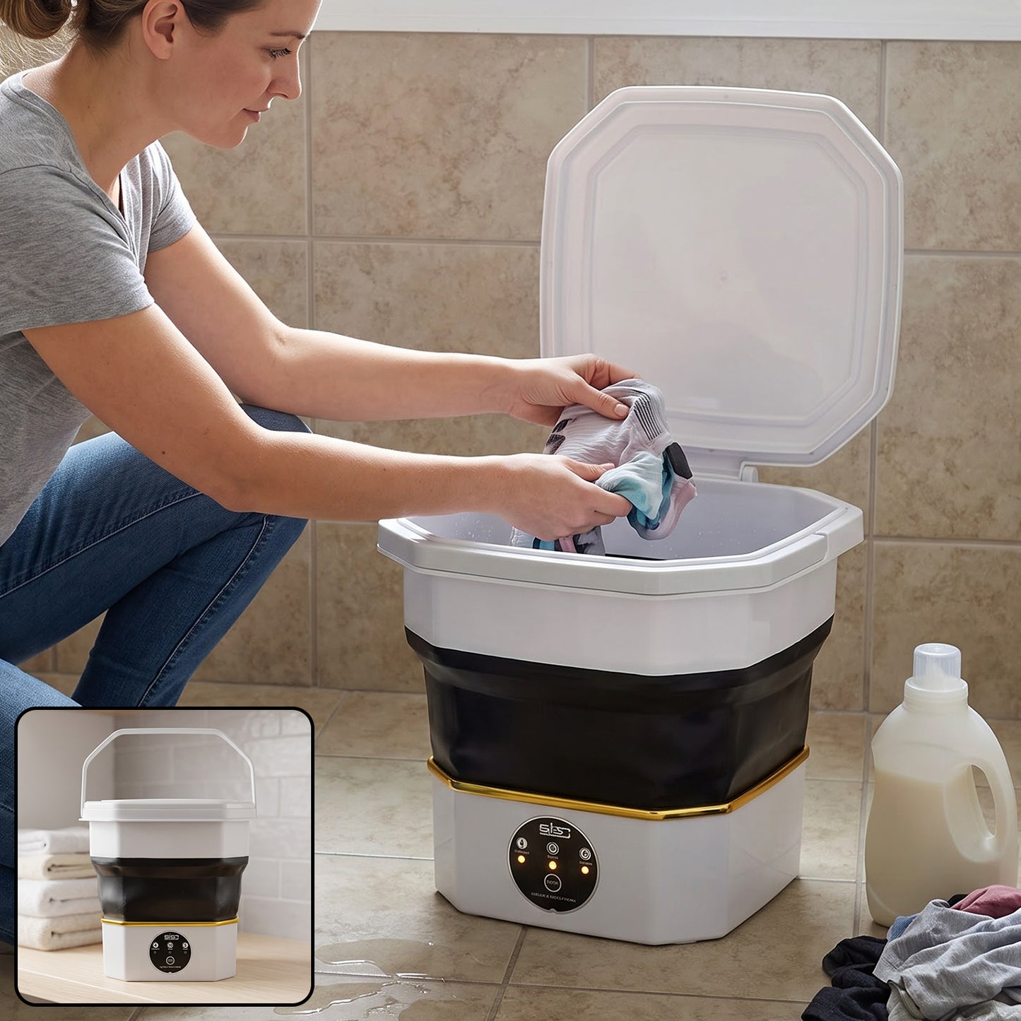 Portable foldable washing machine for small clothes