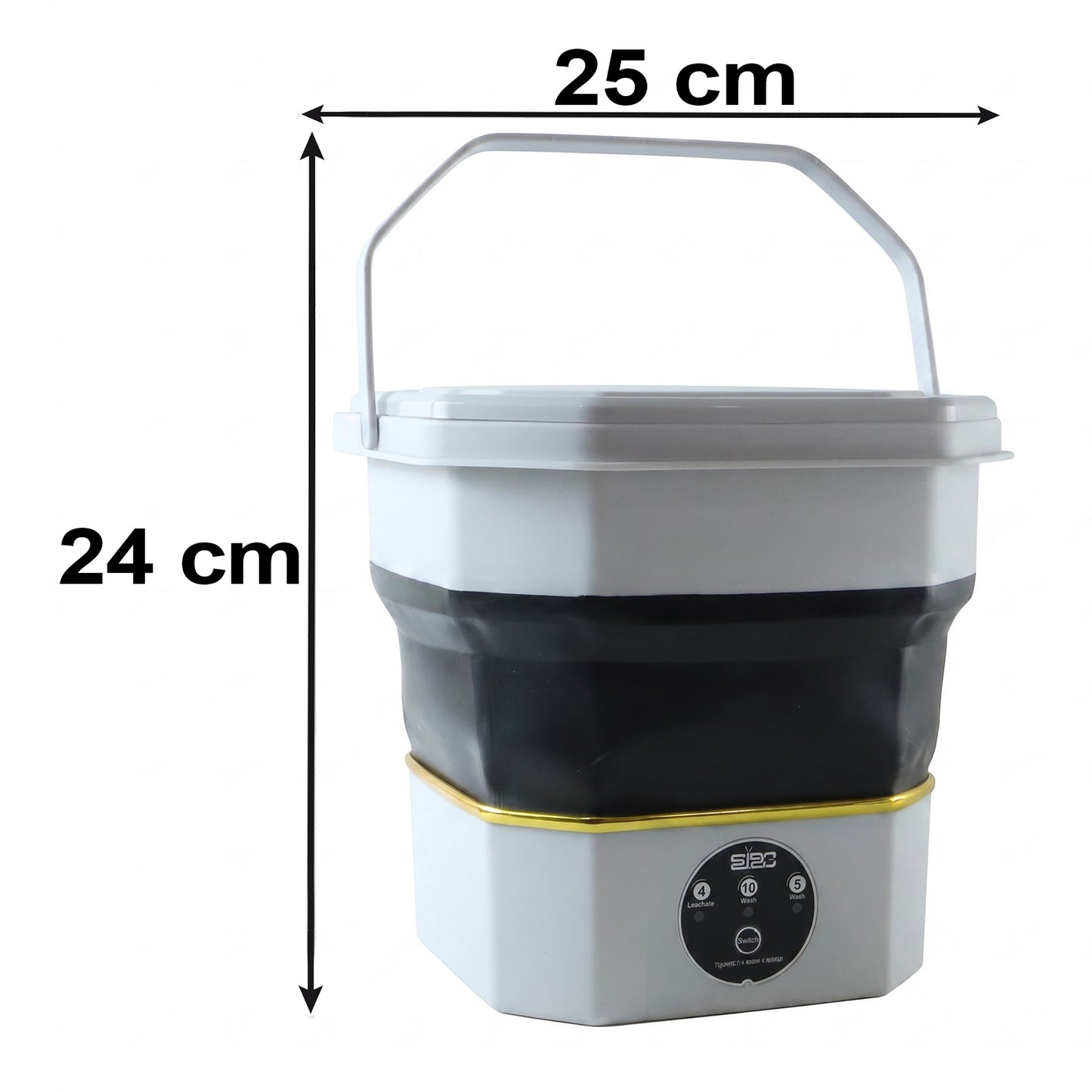 Folding washing machine size 24 cm by 25 cm