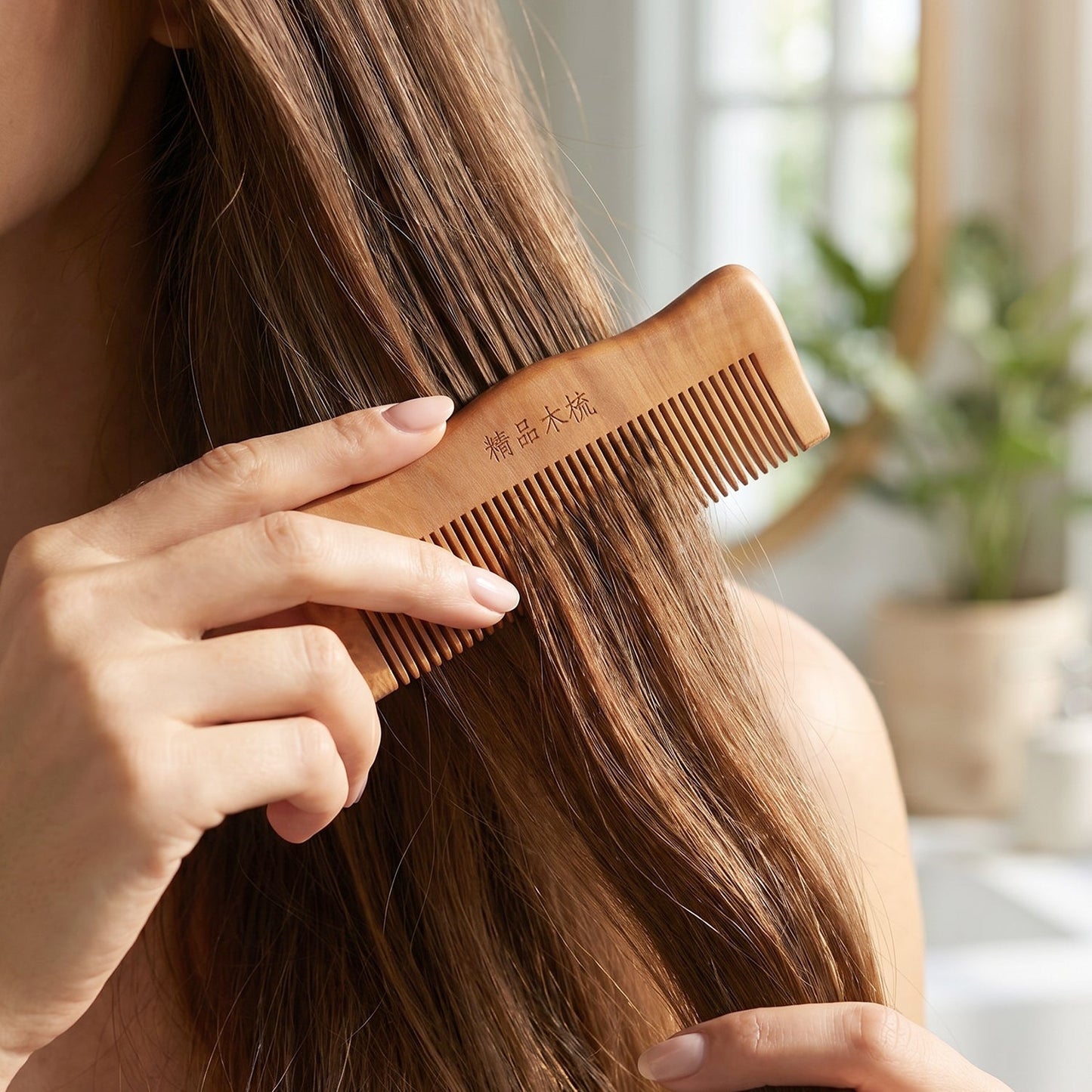 22881 wooden hair comb live use