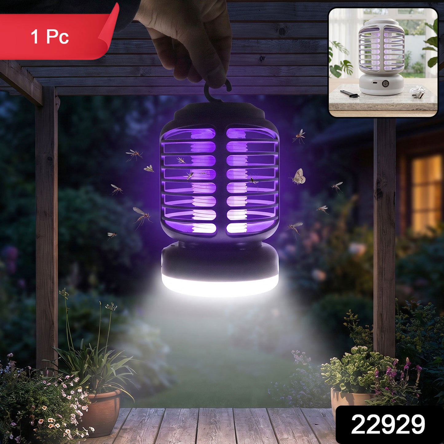 Electric Shock Mosquito Killer Lamp with LED Light Rechargeable UV (1 Pc)