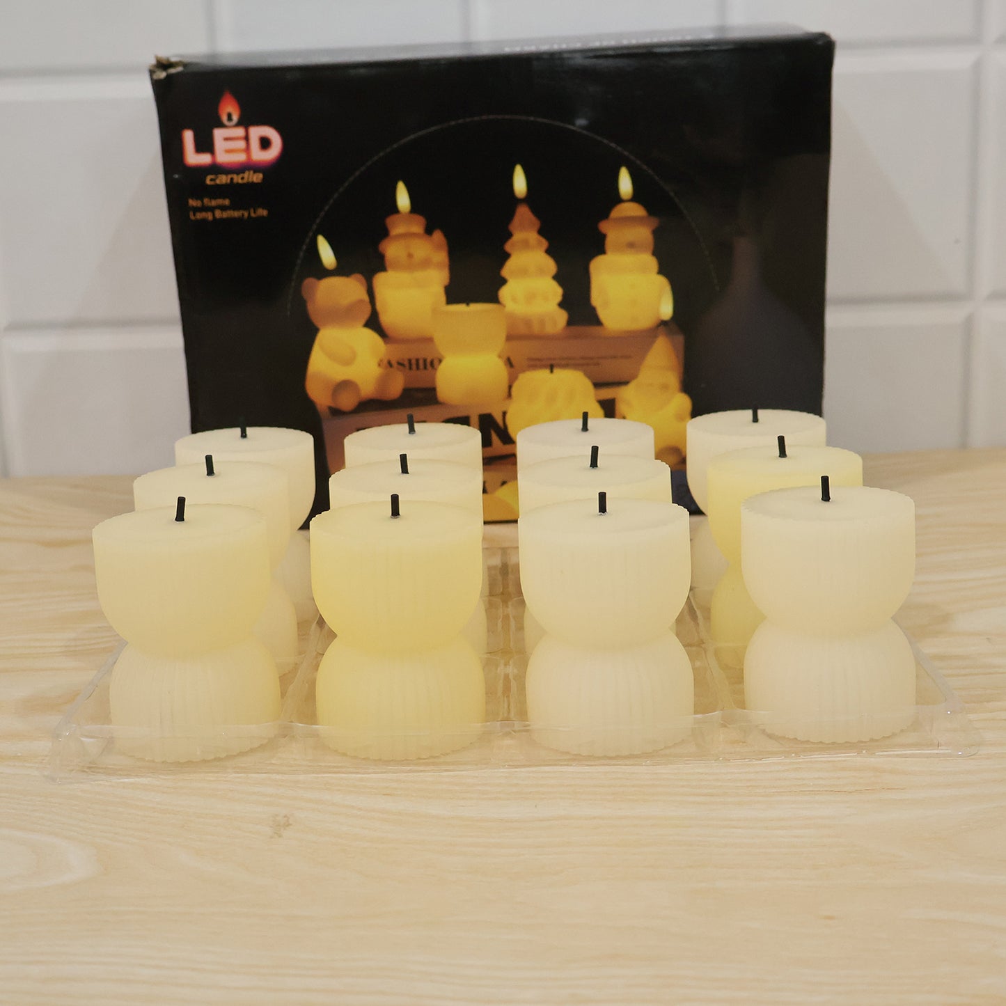 LED tealight candle set live photo with color box