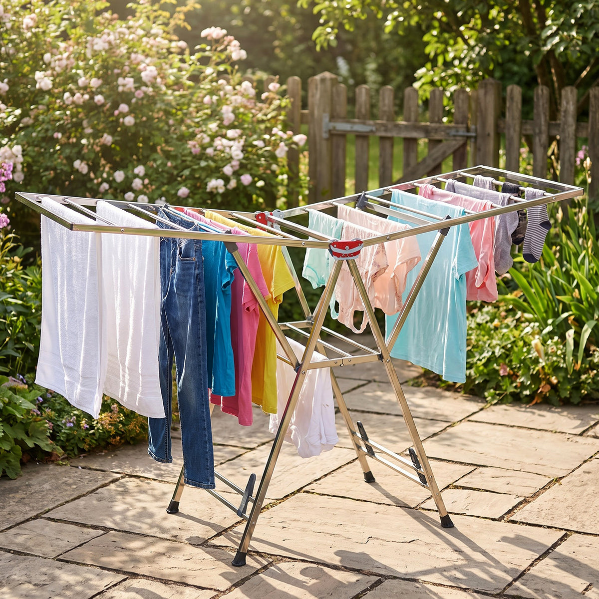 Clothes drying rack folding frame detail