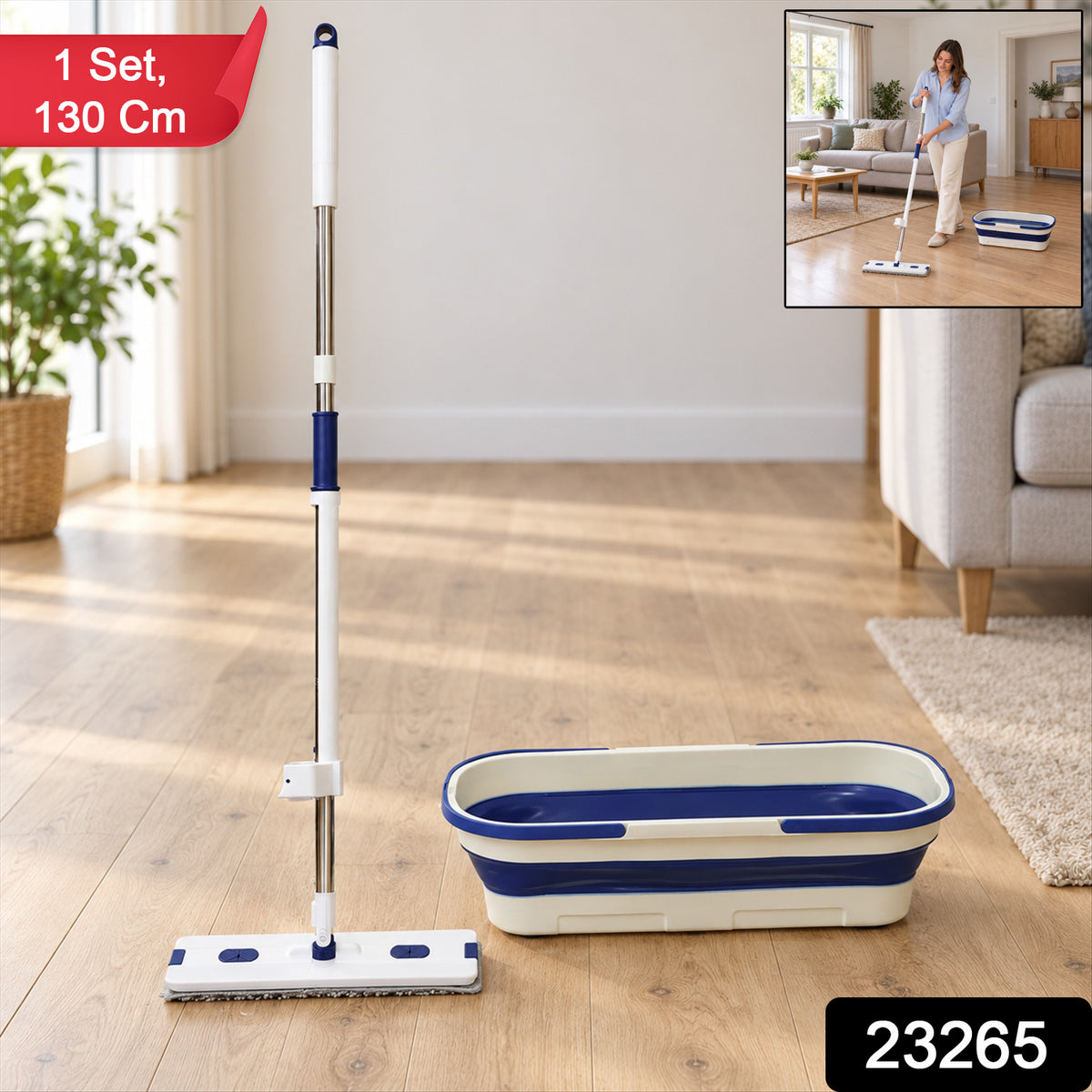 Hand wash free flat mop and folding bucket - SKU and size