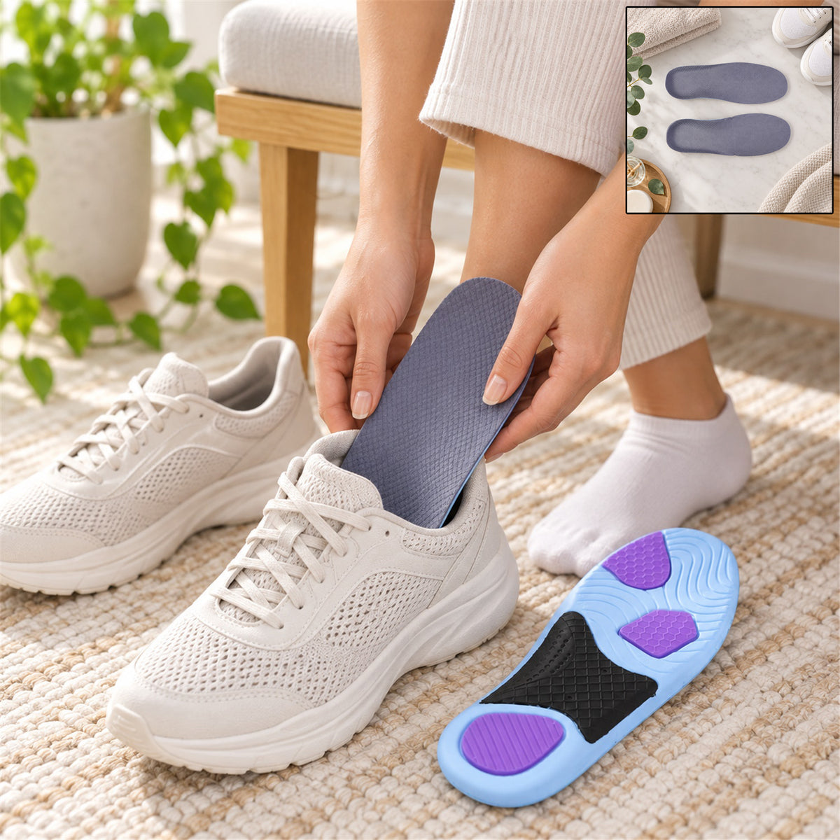 Using cushioned shoe insole