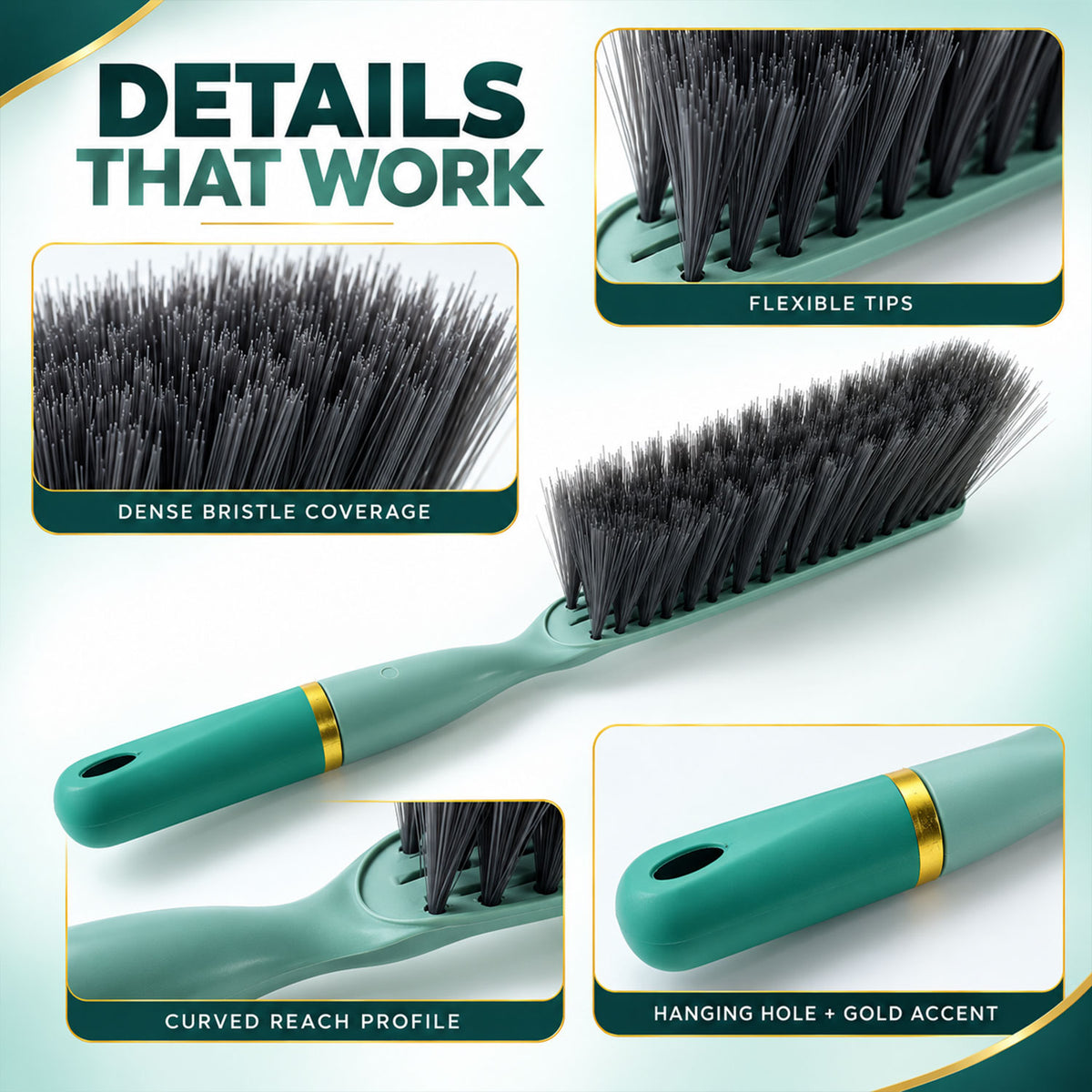 Long handle bed dusting brush - brush details