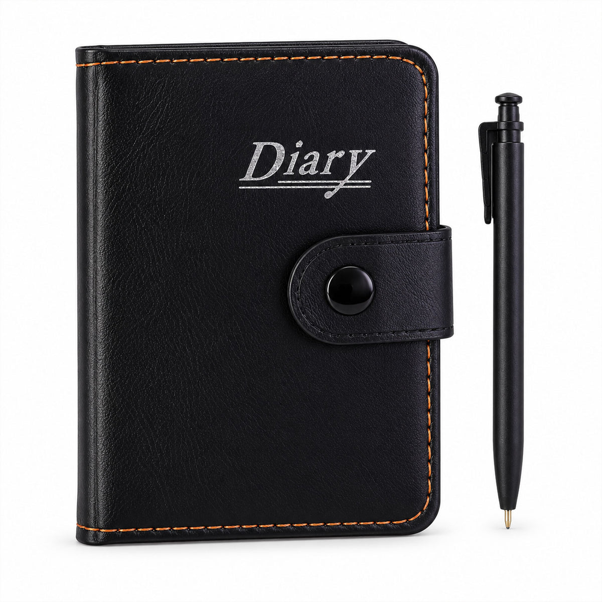 Pocket notebook diary with pen lined pages and snap closure 04