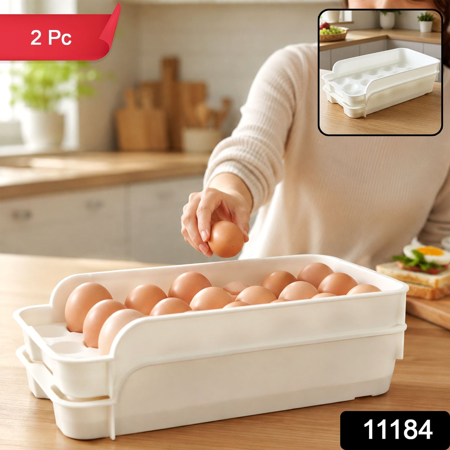 Egg Storage Tray – Space-Saving and Durable Refrigerator Organizer