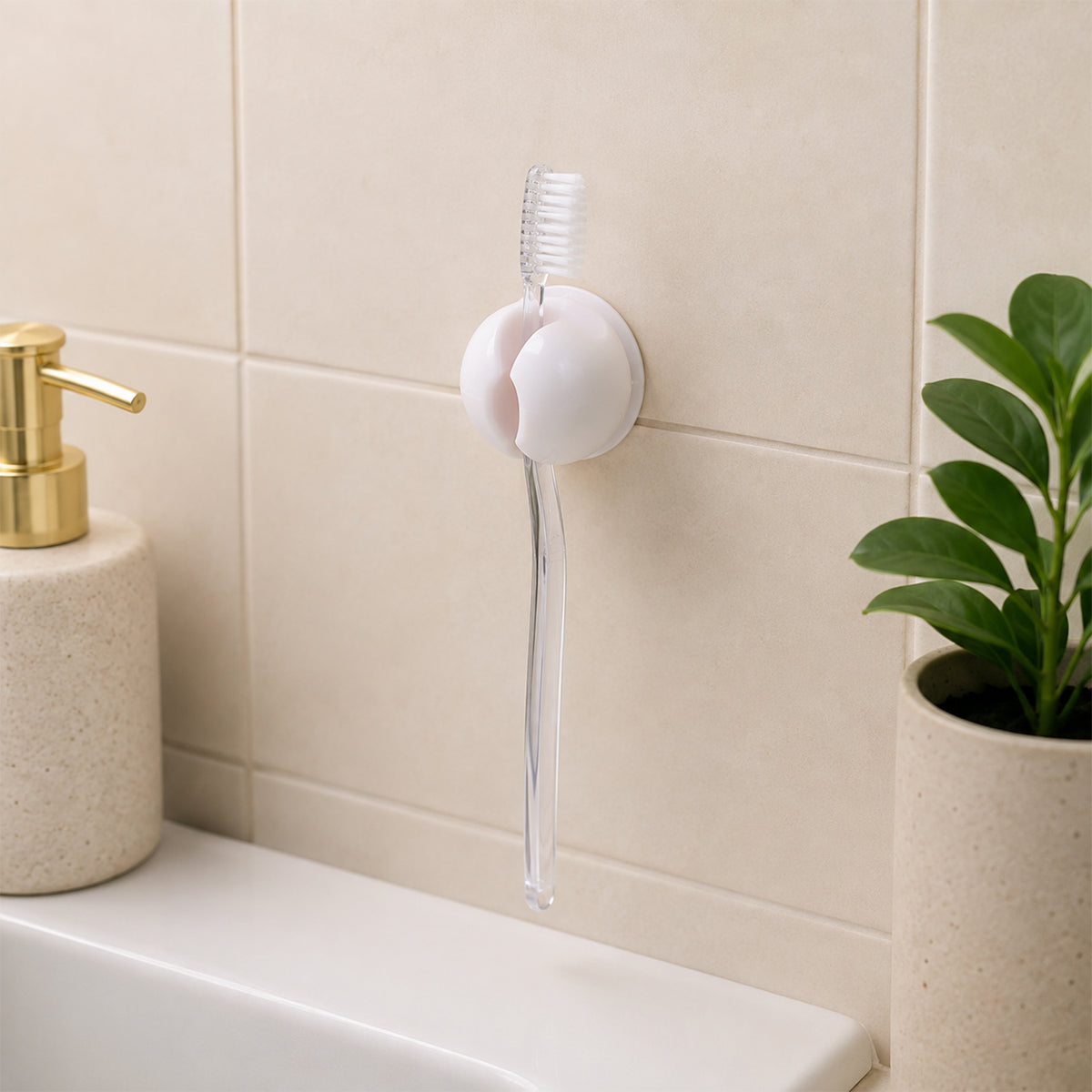 Bathroom toothbrush clip display