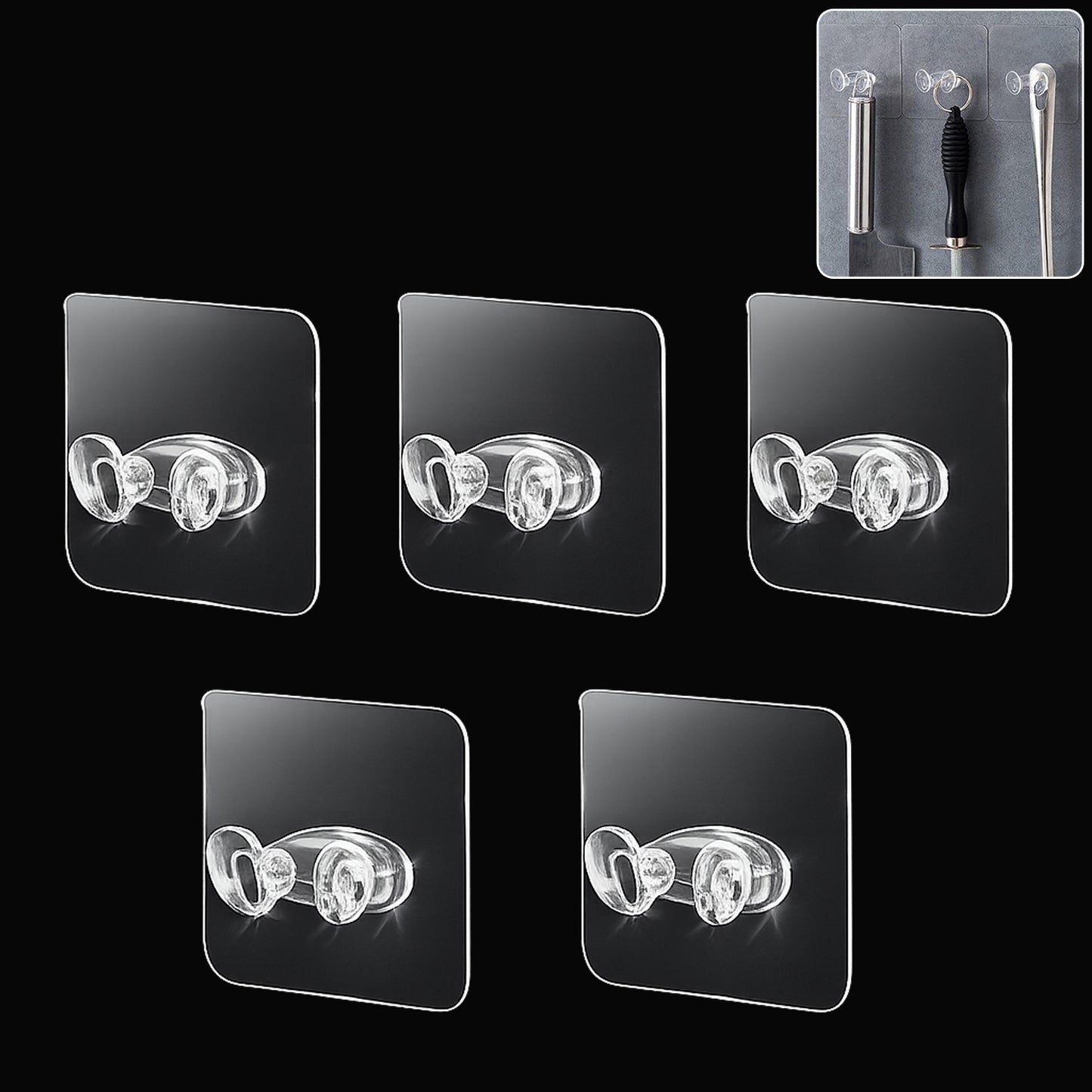 Adhesive plastic wall hook 5pc set