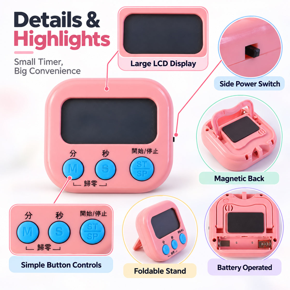 Digital kitchen timer features and use - view 06