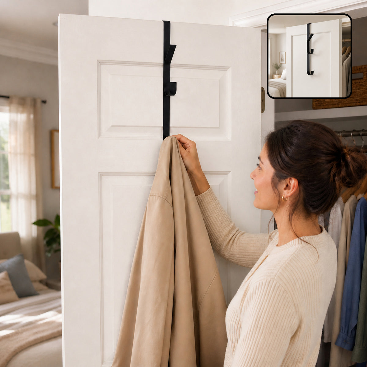 Space saving over door hook image 8