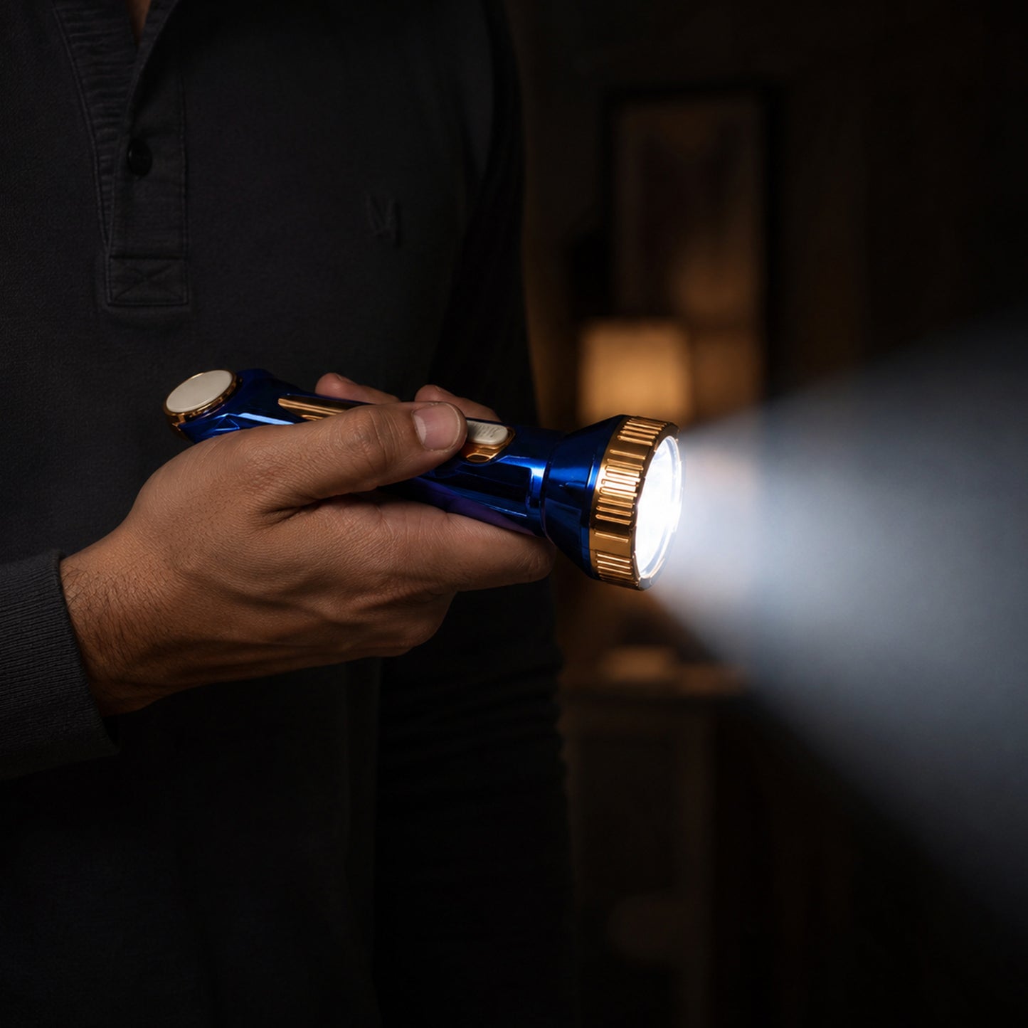 Handheld LED flashlight producing bright beam