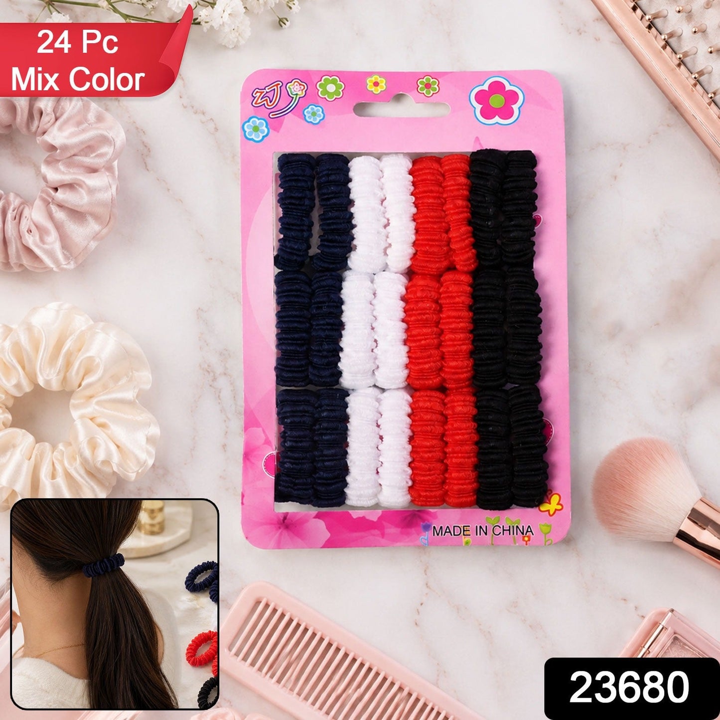 Mix Color Soft Elastic Hairband Set Stretchable Hair Bands for Women Girls (1 Set)