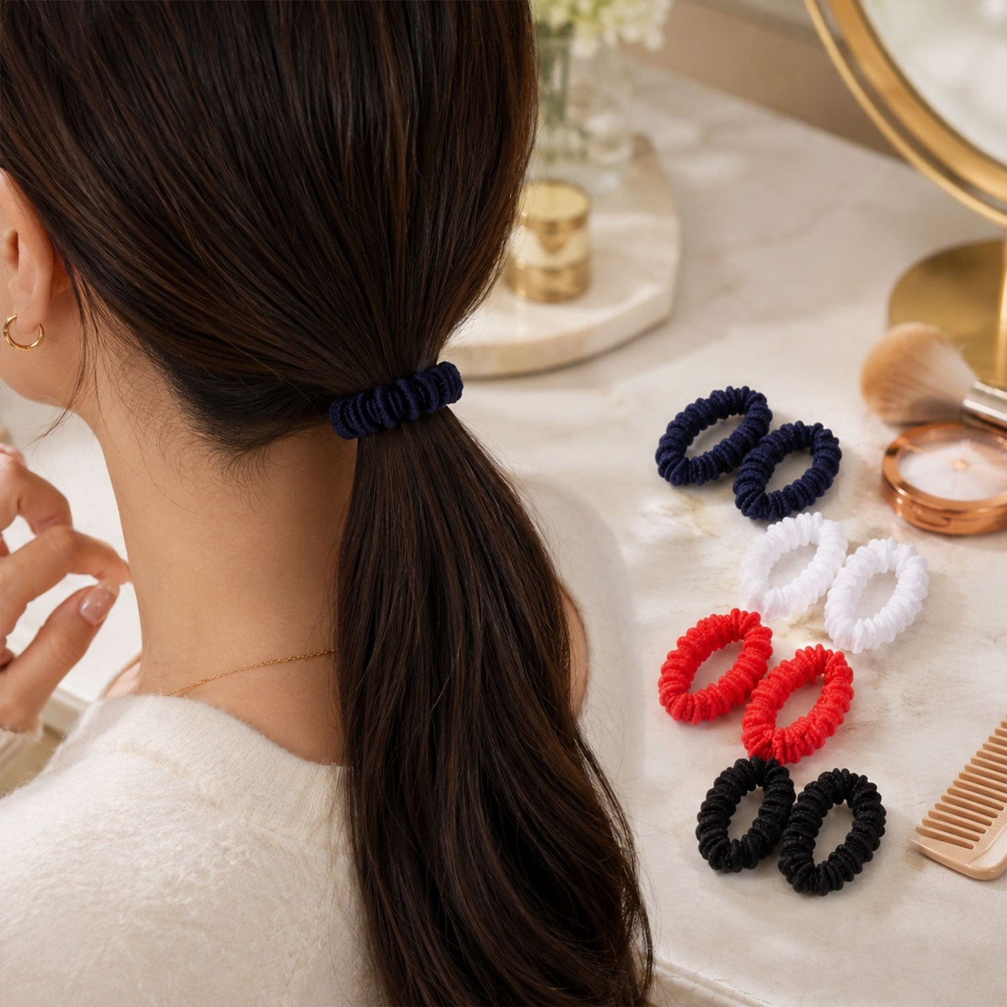 Mix Color Soft Elastic Hairband Set Stretchable Hair Bands for Women Girls (1 Set)