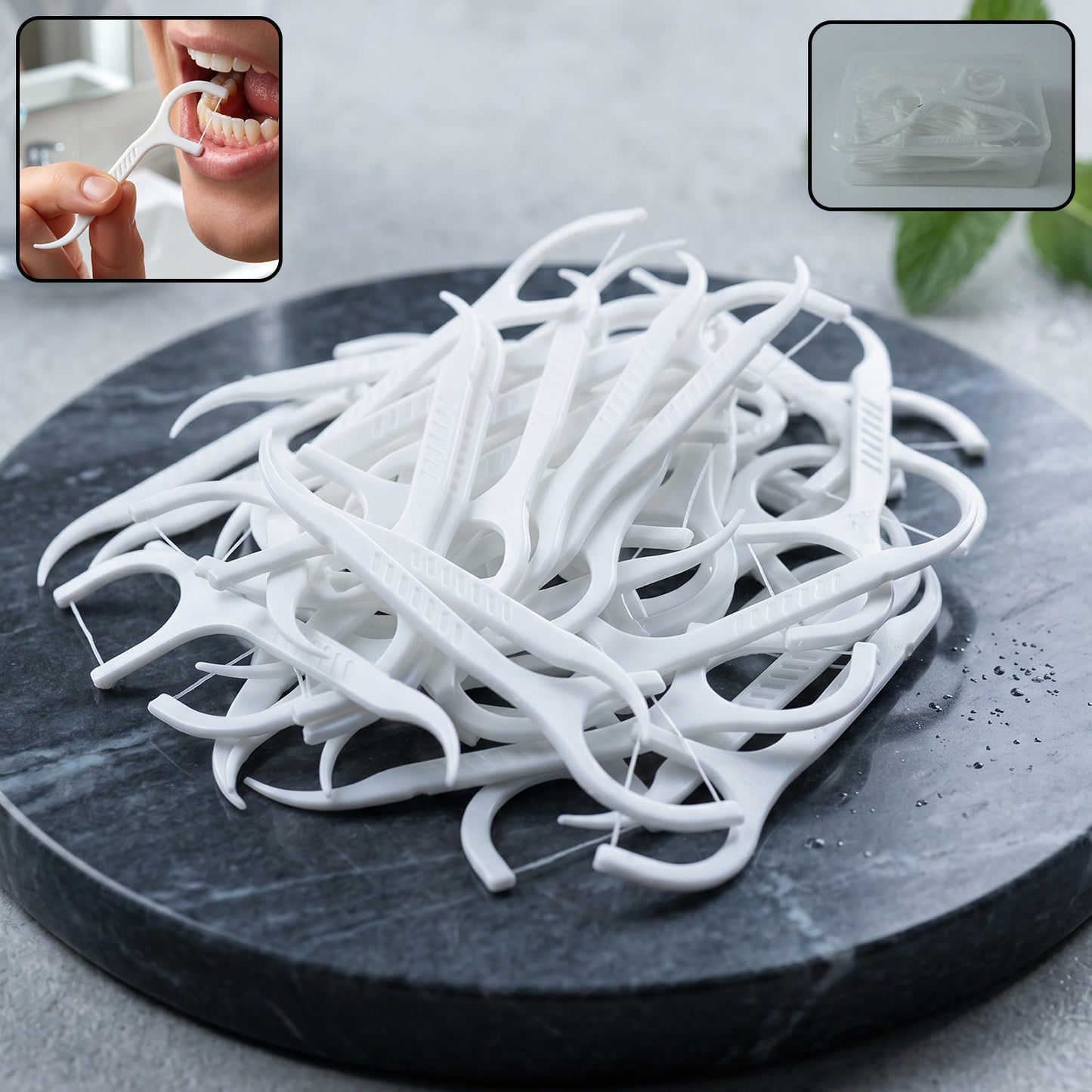 2 in 1 Toothpick Dental Floss Sticks Set Teeth Cleaning Flosser with Box (1 Set)