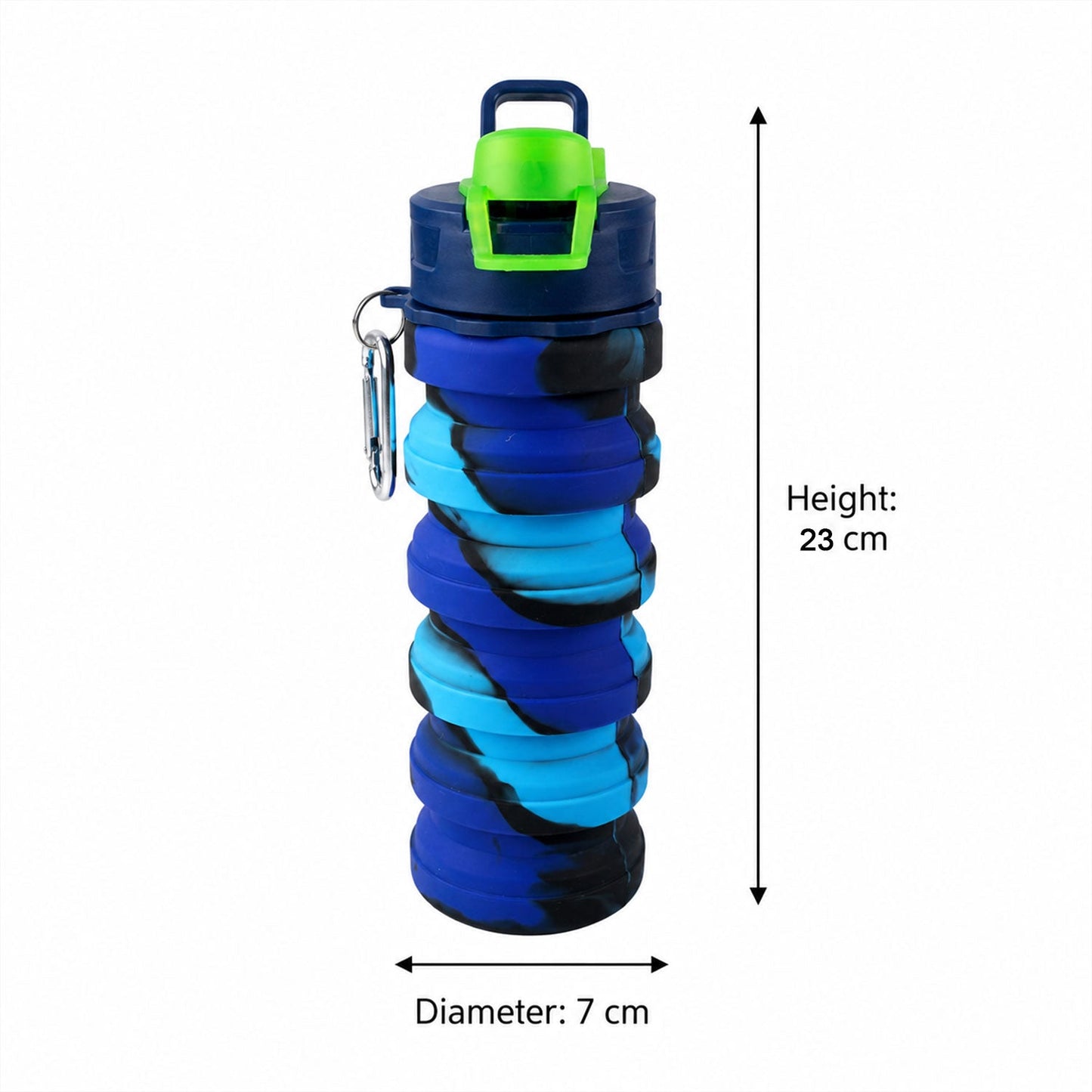 Sili Fold Collapsible Silicone Water Bottle Leakproof with Carabiner (500ml)
