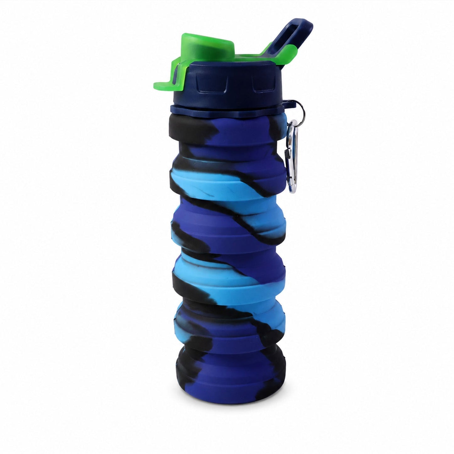 Sili Fold Collapsible Silicone Water Bottle Leakproof with Carabiner (500ml)