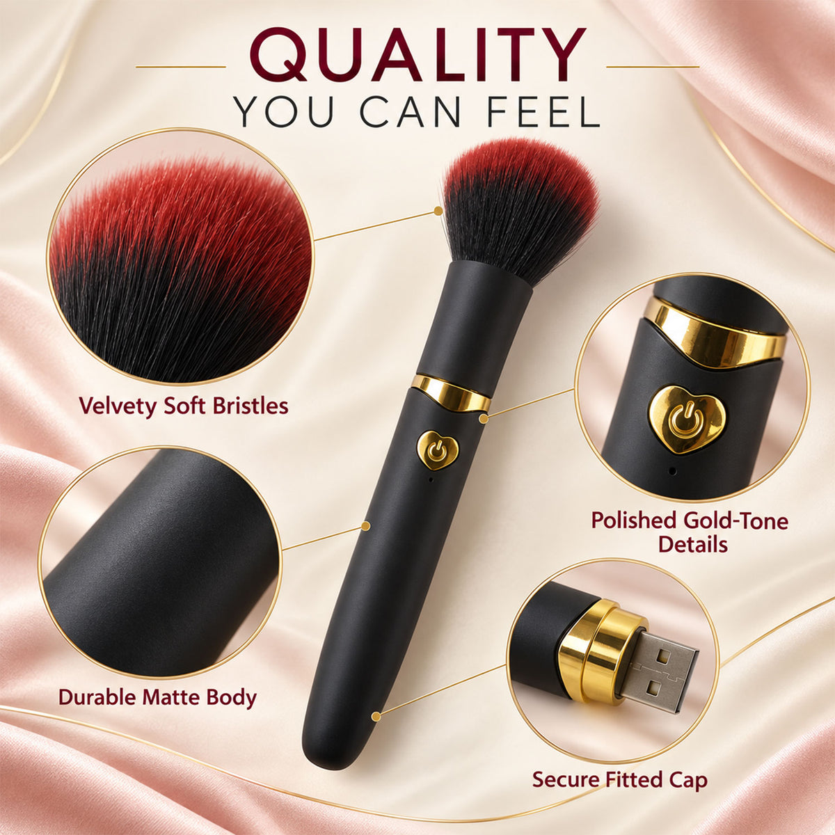Soft bristles handle and fitted cap details