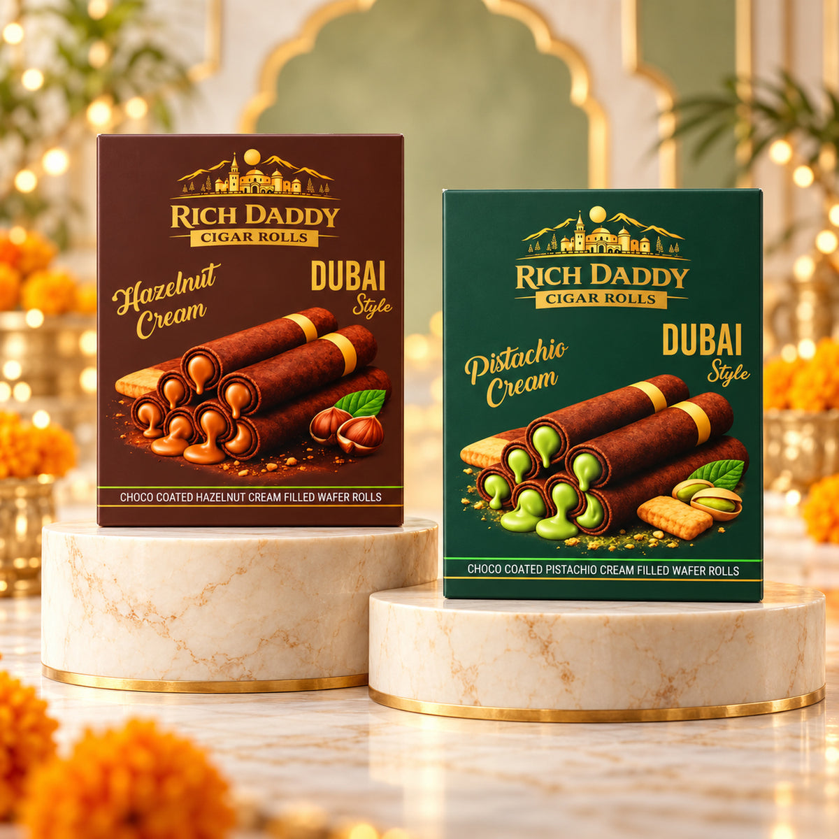 Hazelnut + Pistachio Wafer Rolls