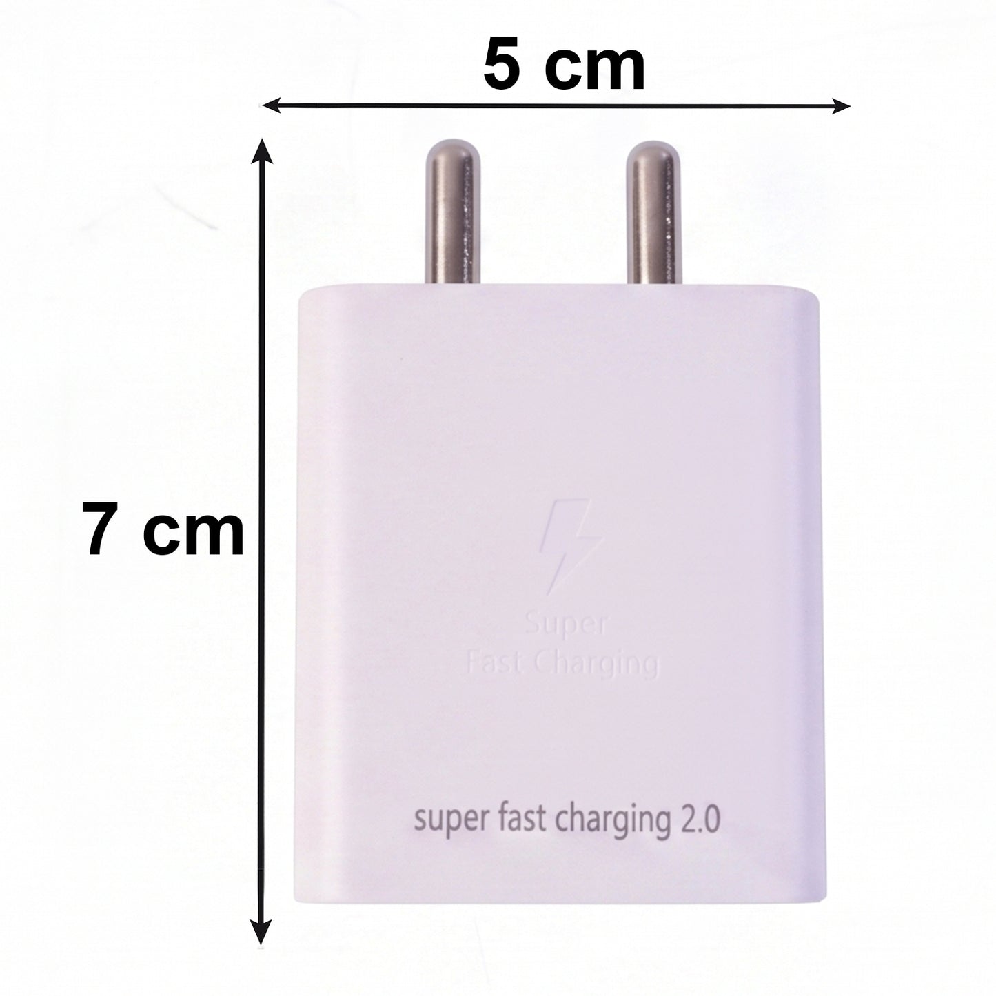 45W Super Fast 2.0 Power Adapter dimension reference image