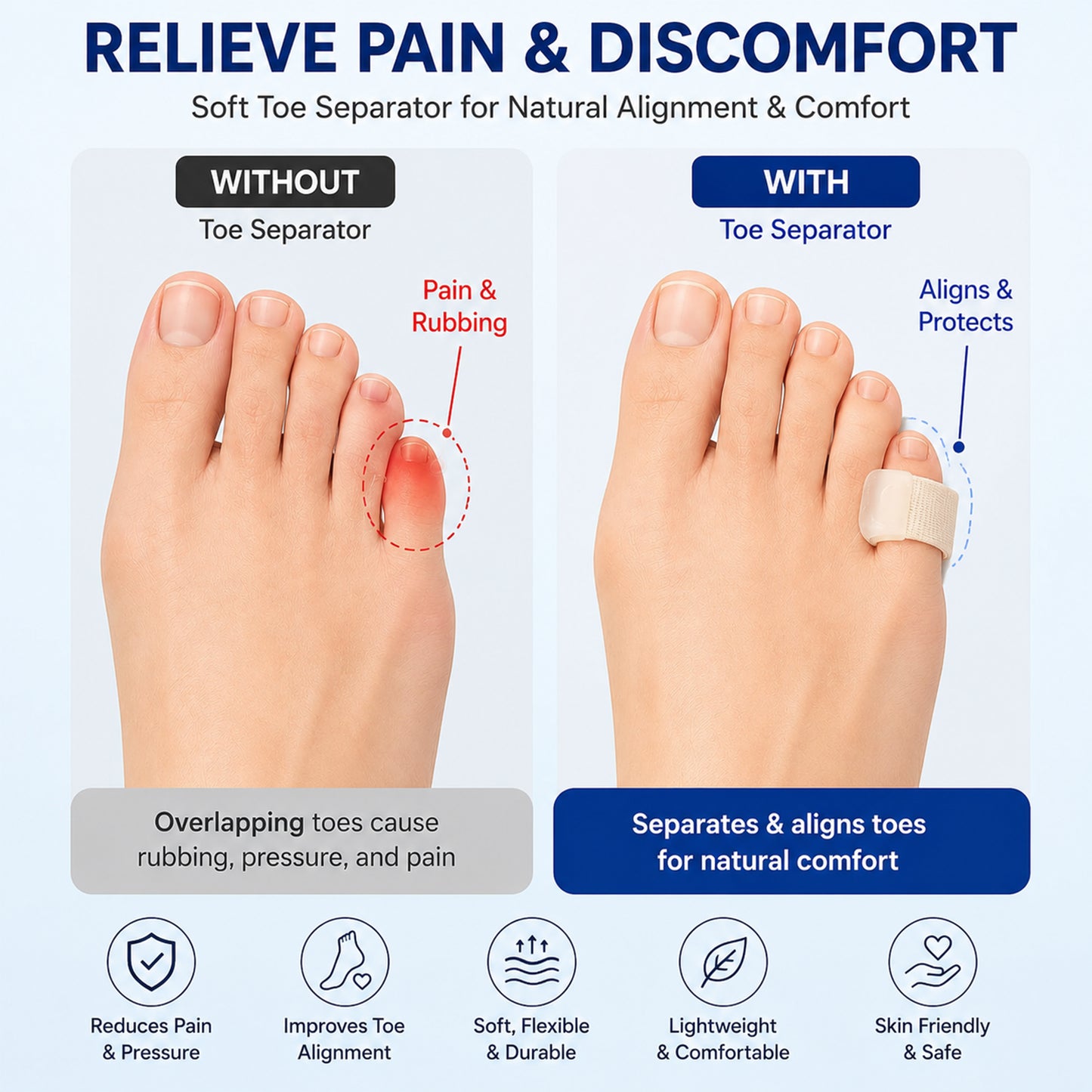 Big toe spacer support in use