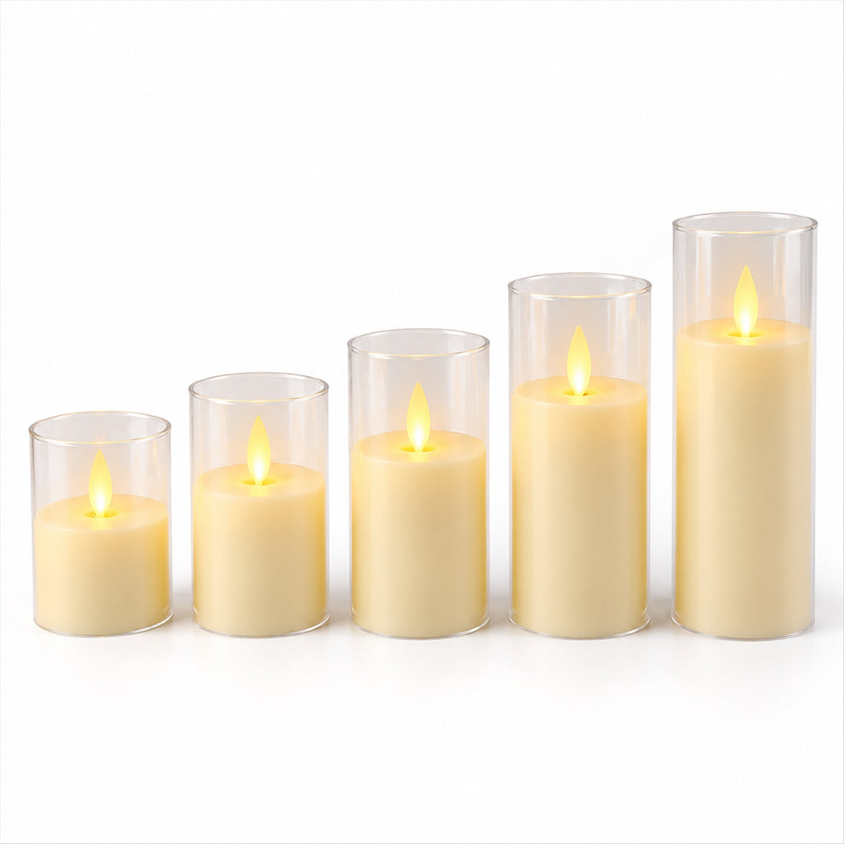 Flameless LED swing candle set with clear plastic sleeves 5