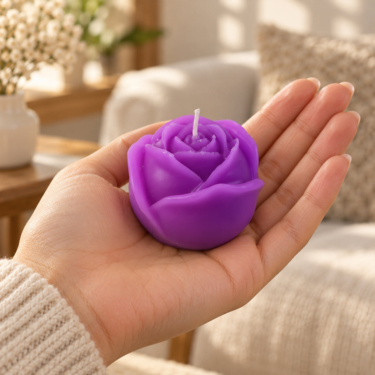 Rose design decorative wax candle 03