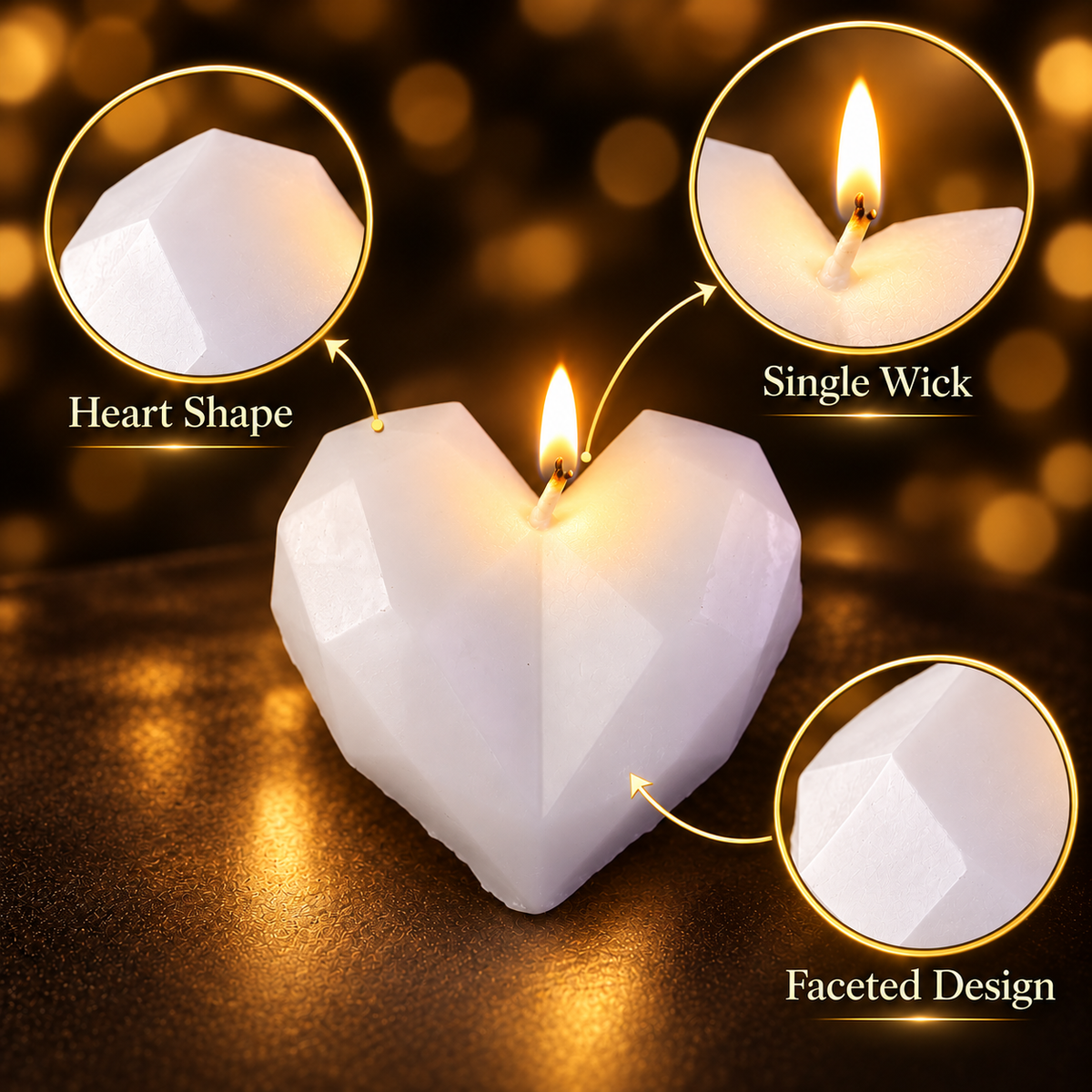 Heart shaped diamond faceted decorative wax candle 1 piece Heart_Candle_05.png
