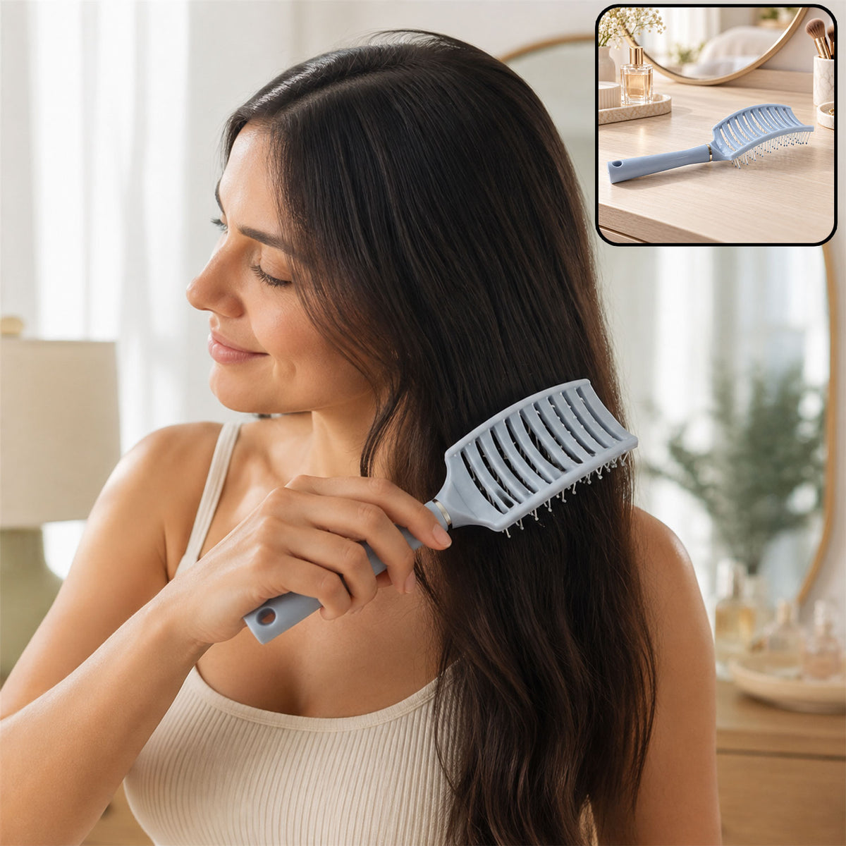 Plastic curved vented hair brush product image 1