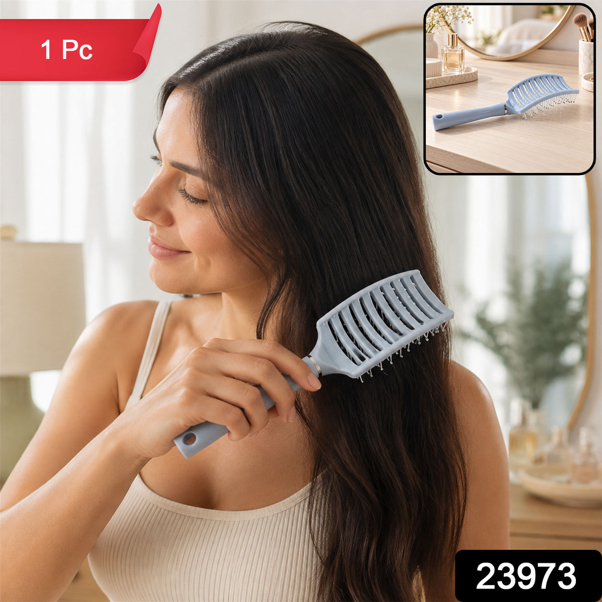 Plastic curved vented hair brush product image 2