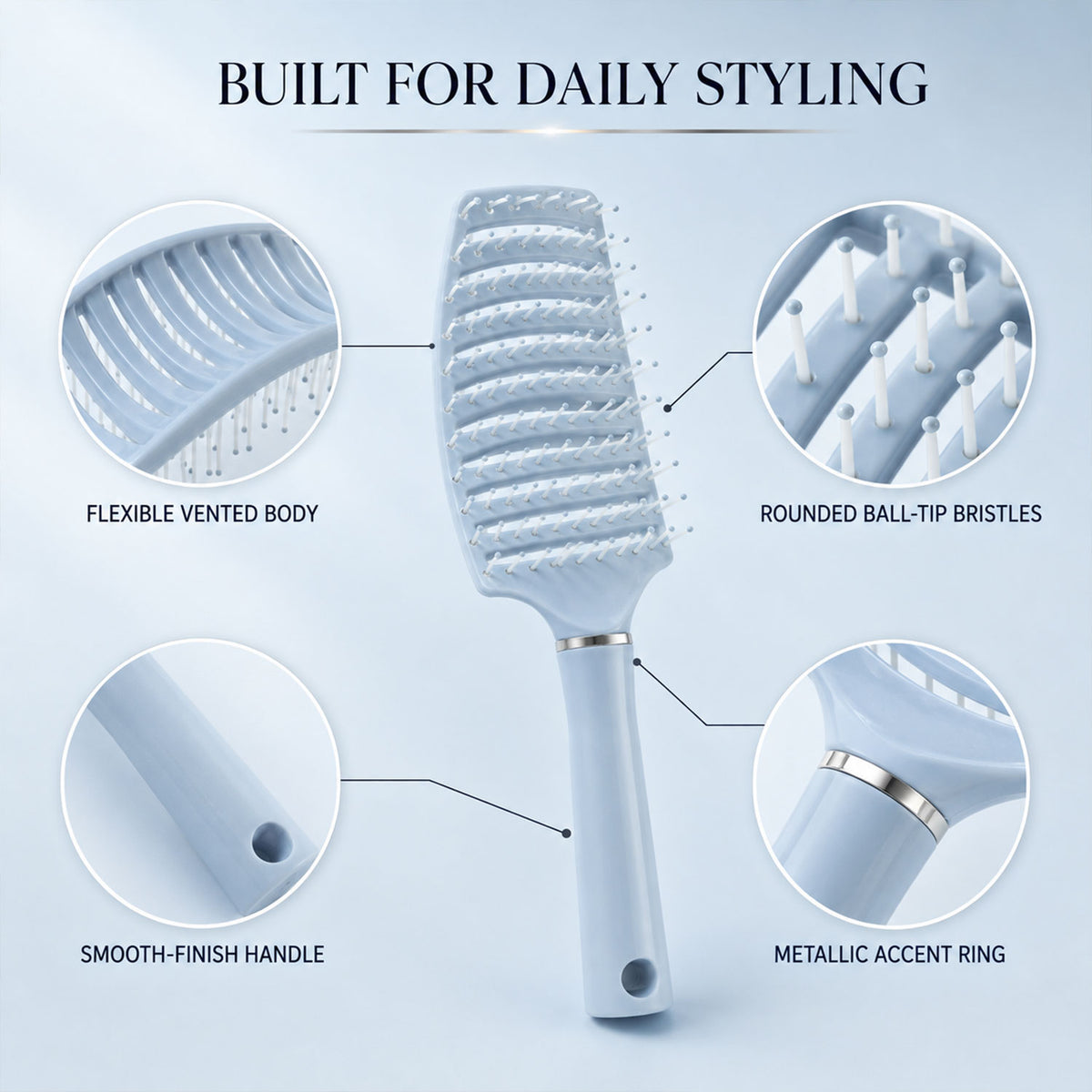 Plastic curved vented hair brush product image 3