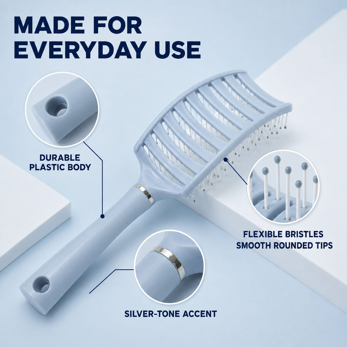 Plastic curved vented hair brush product image 7