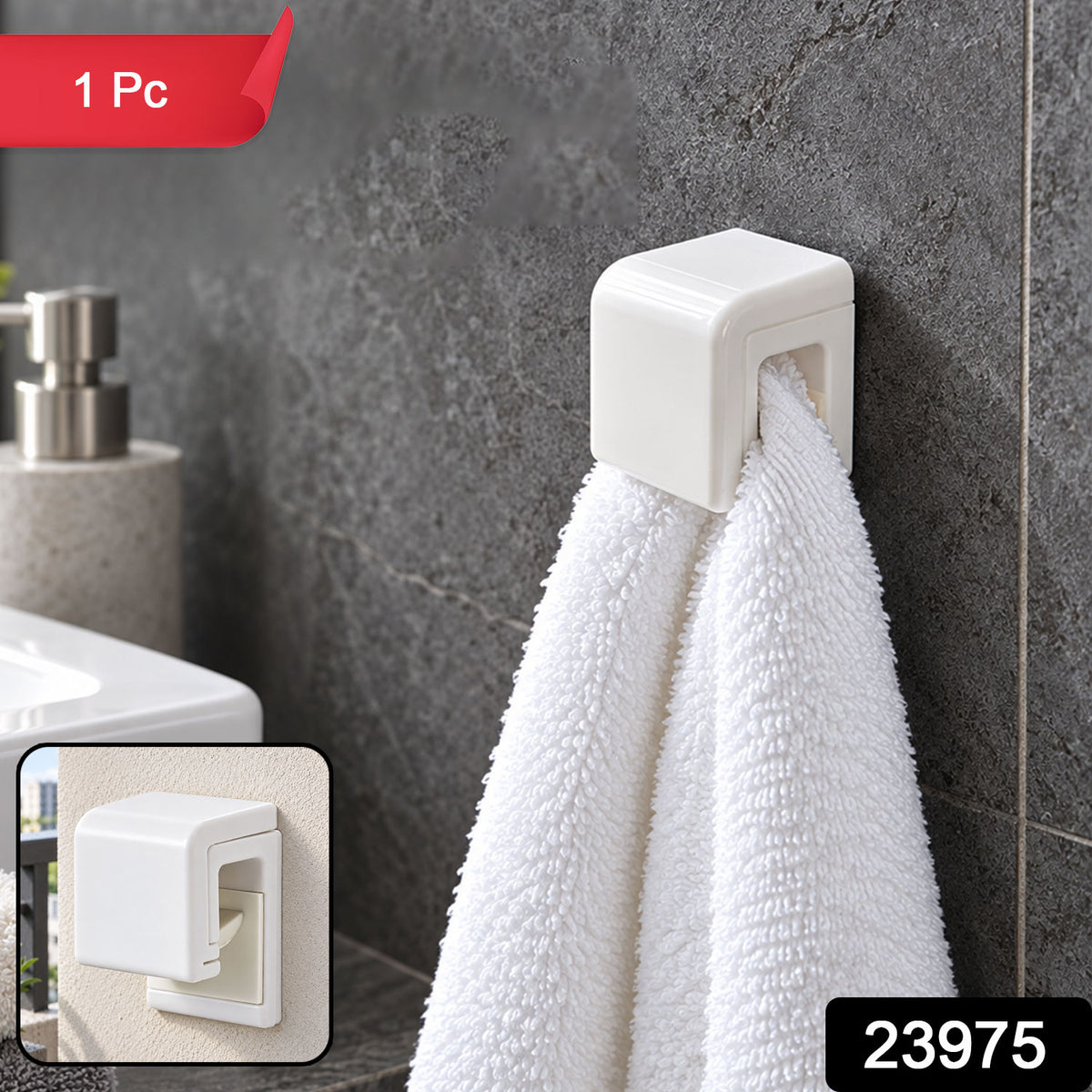 Wall mounted push type towel holder image 2