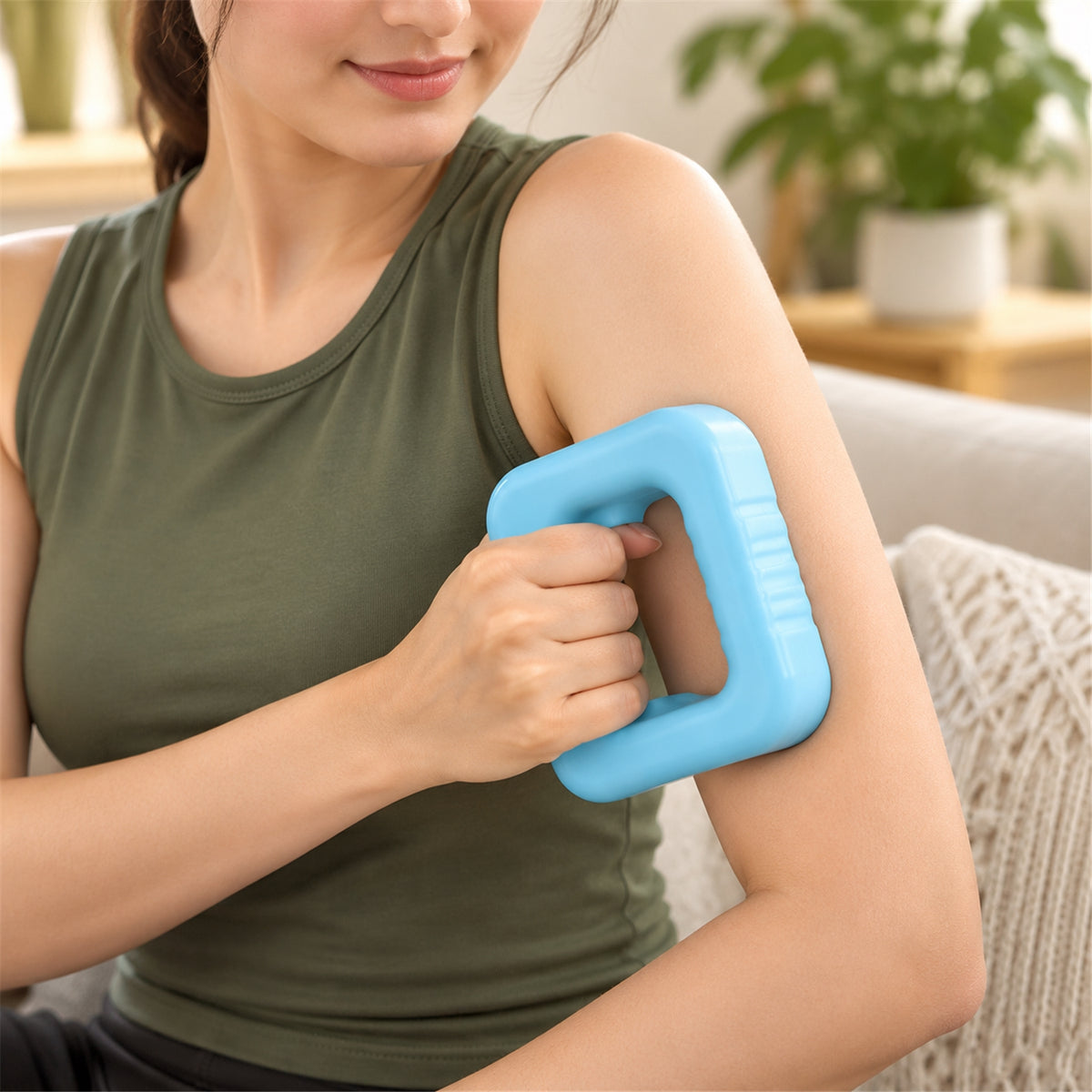 Handheld ring massager use on upper arm