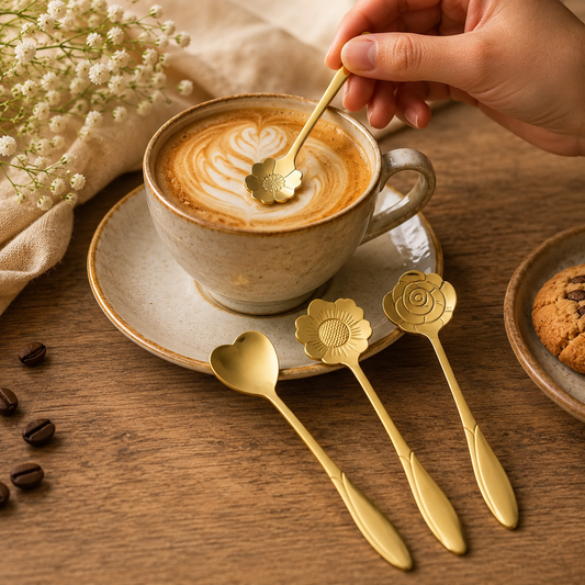 Mini Golden Serving Spoon Set – Elegant Stainless Steel Design