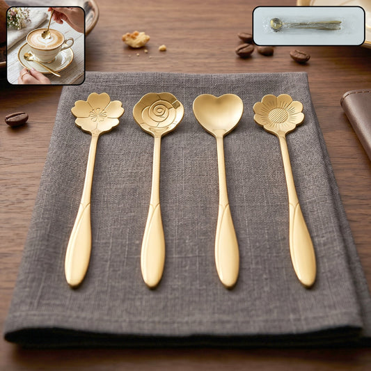 Golden mini serving spoon set 4pc