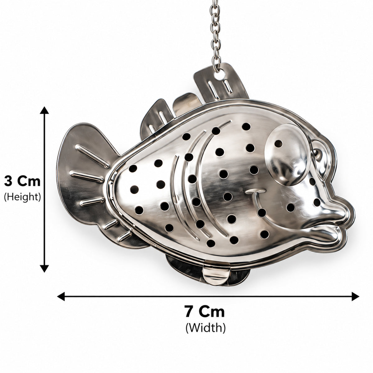 Fish shaped stainless steel tea infuser approximate dimensions