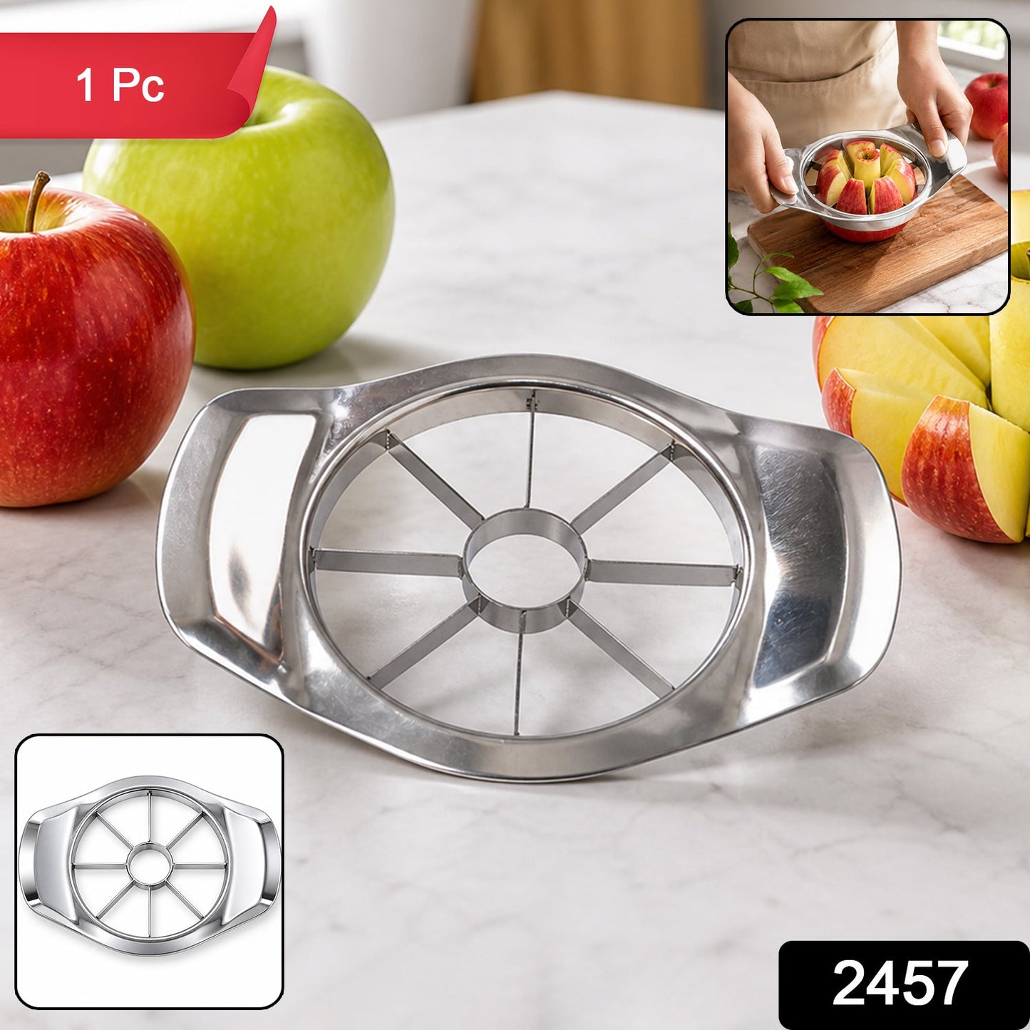 Apple Shape Apple Cutter Stainless Steel Fruit Slicer Corer for Kitchen (1 Pc)