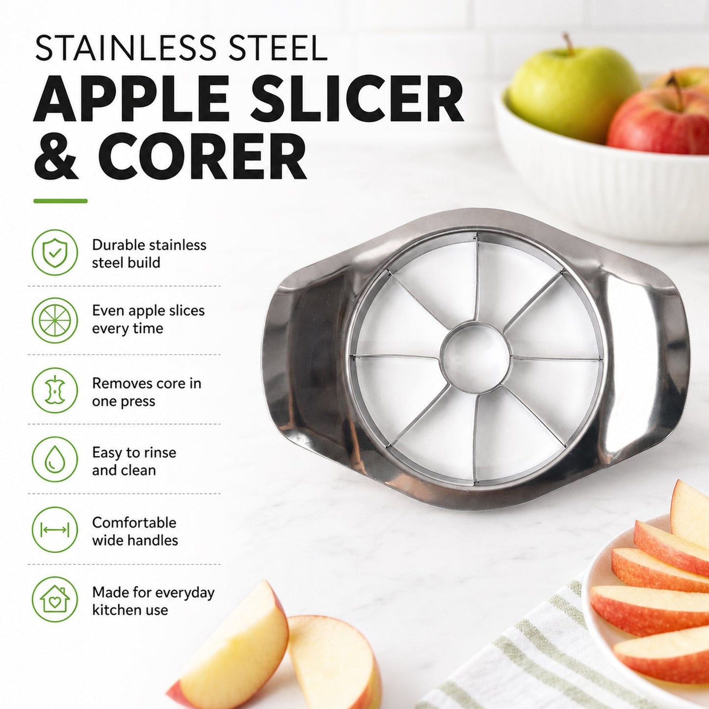 Apple Shape Apple Cutter Stainless Steel Fruit Slicer Corer for Kitchen (1 Pc)