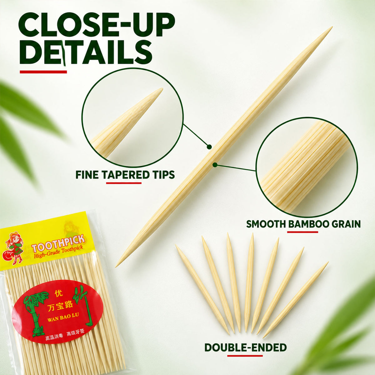 Double pointed wooden toothpick details - view 05