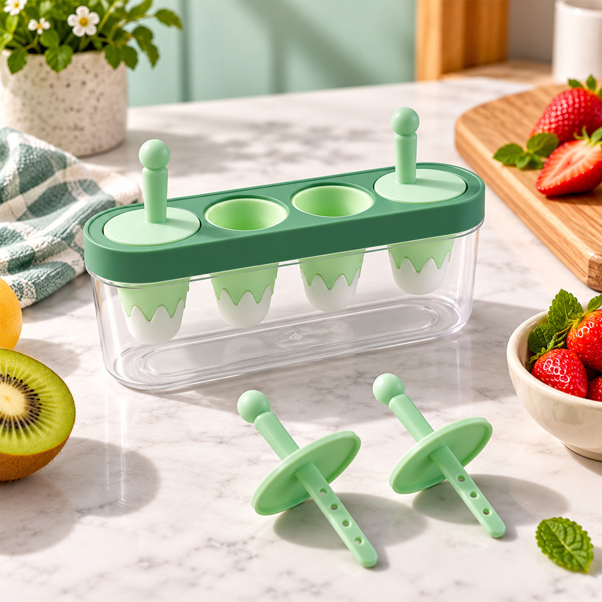 Green 4-Cavity Popsicle Mould