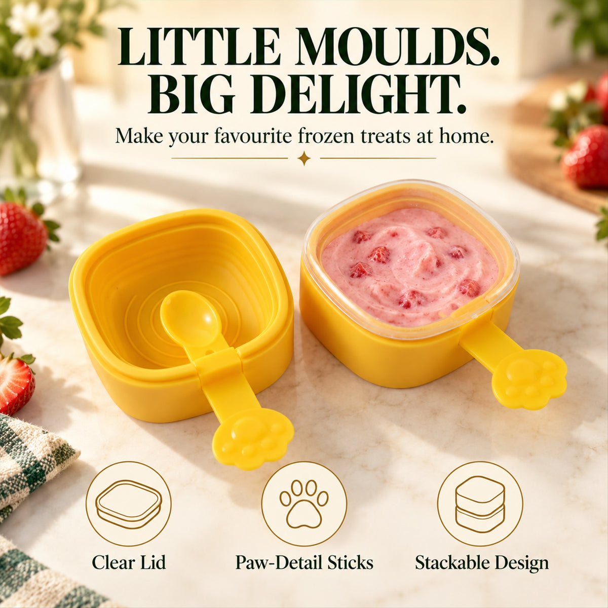 Yellow Square Ice Cream Moulds