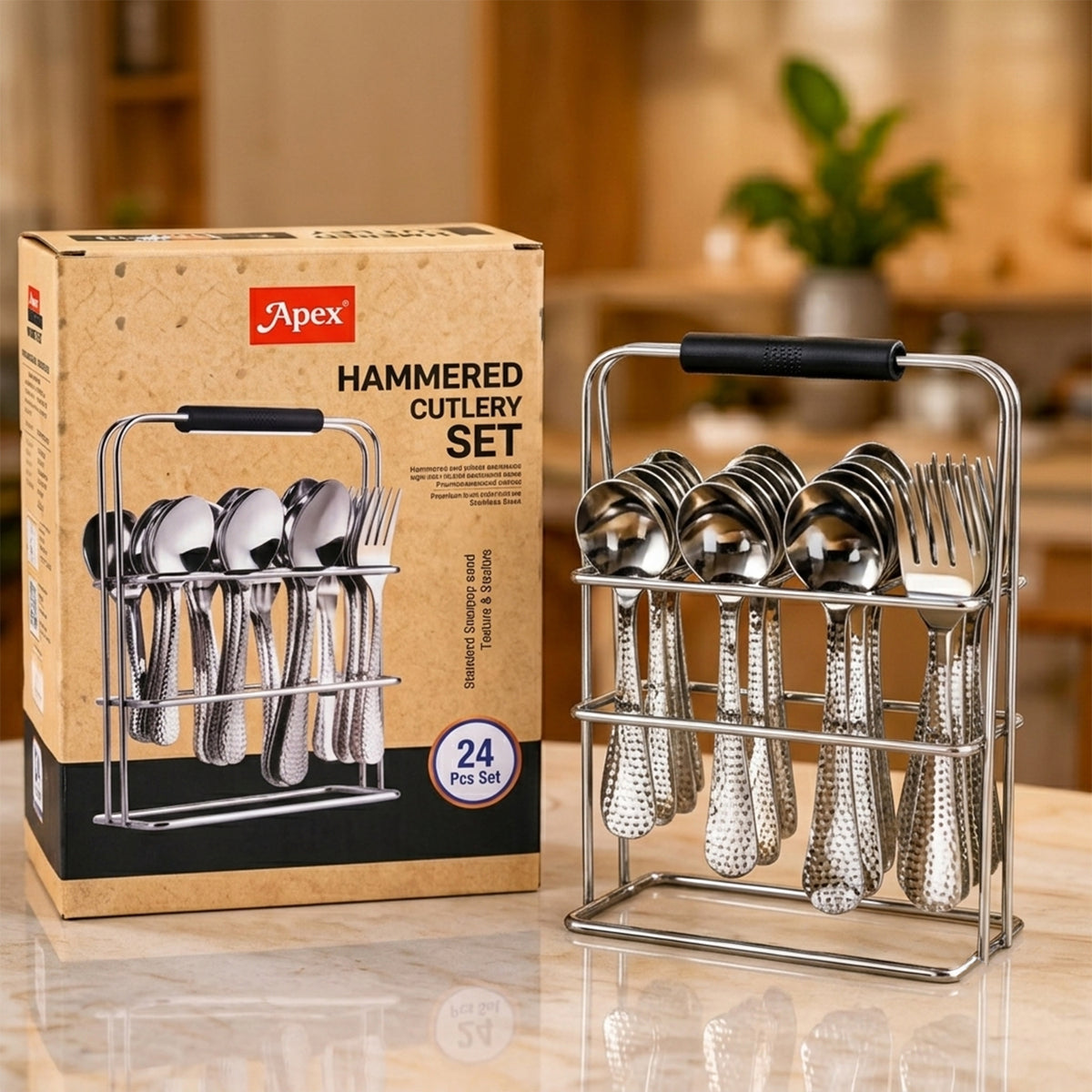 Hammered Steel Cutlery Set