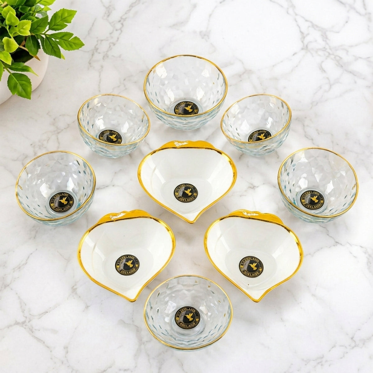 Glass Bowls and Leaf Dishes Gift Set