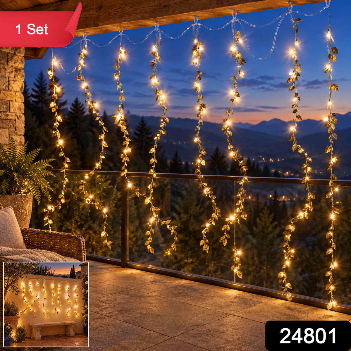 Golden leaf string light image with product code 24801
