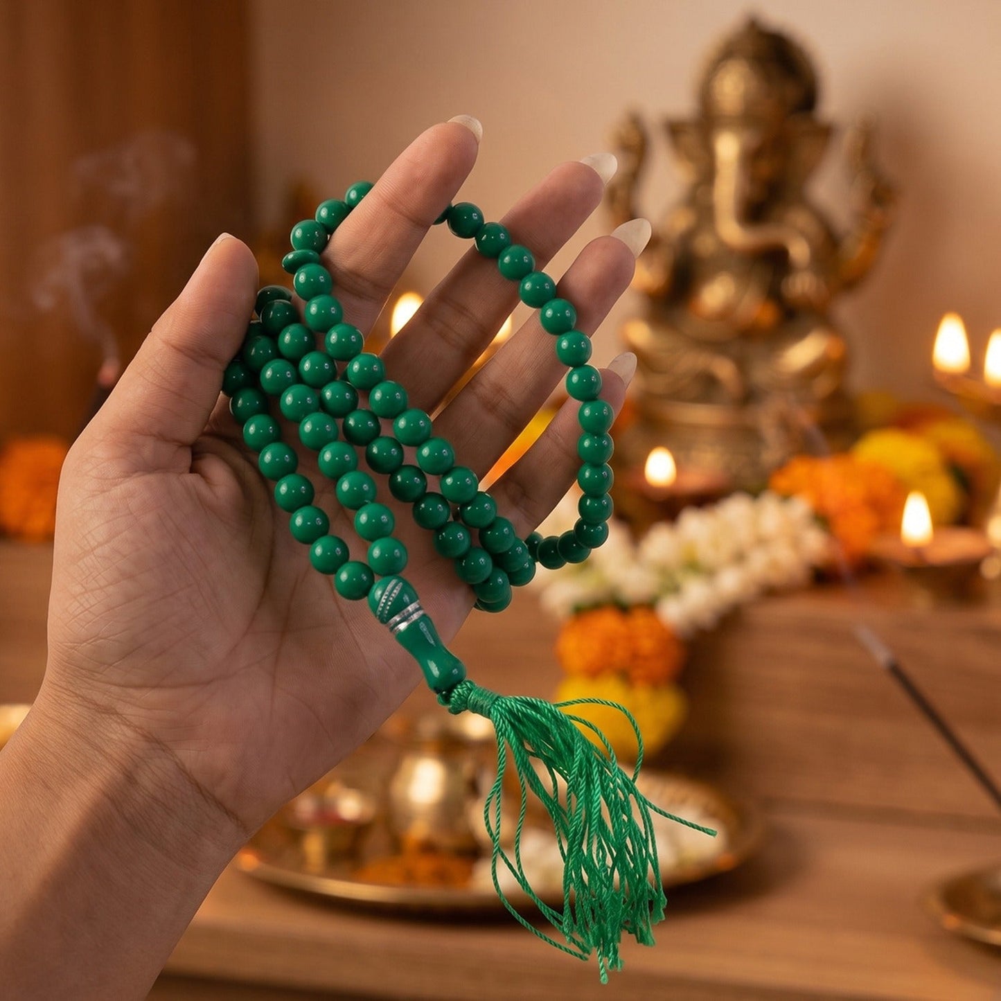 99 Beads Jap Mala Prayer Beads Necklace for Meditation Chanting Pooja (1 Pc)