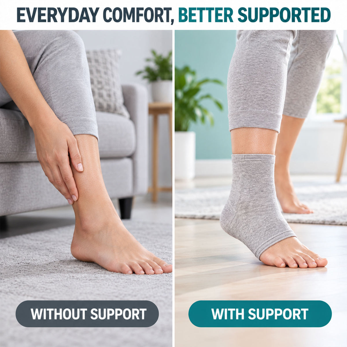 Ankle sleeve shown during everyday wear